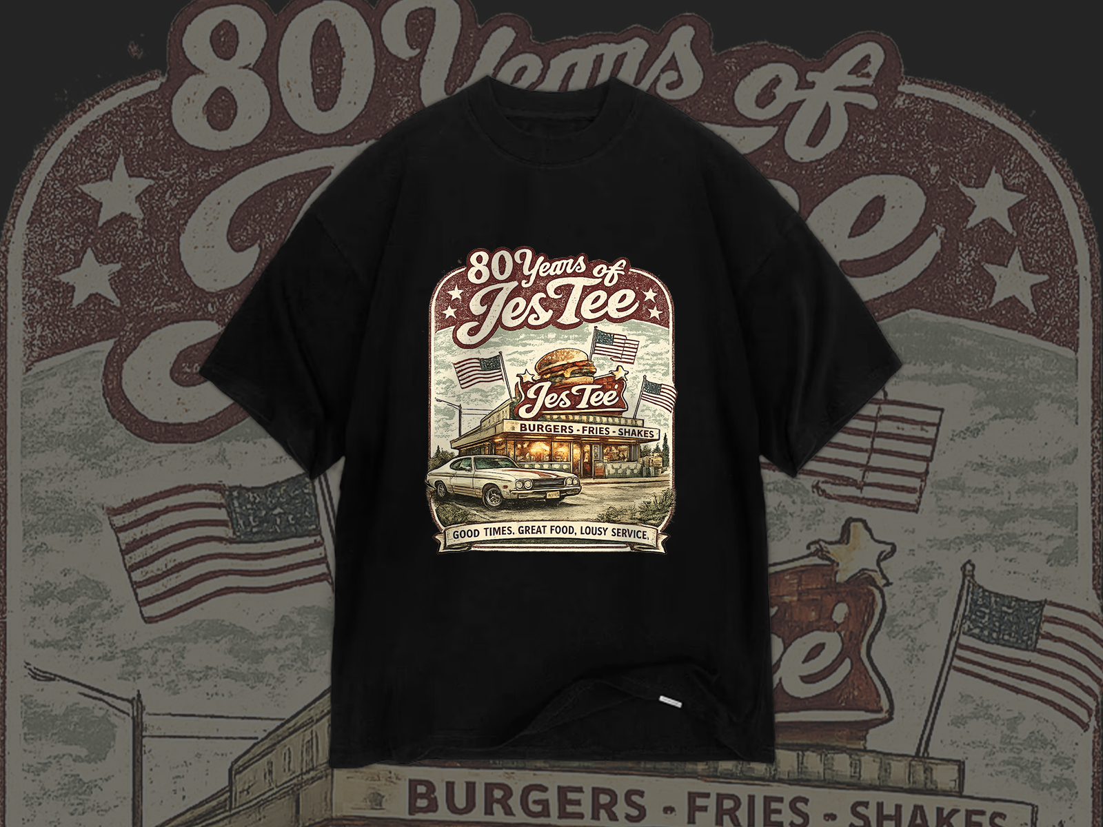 Vintage Americana T-Shirt Design americandesign brewerymerch customtshirtdesign design distressedart graphic design graphictee illustration merchdesign print on demand restaurantmerch retrographic roadside screenprint streetwear t shirt design bundle vector vectorillustration vintageamericana vintageapparel