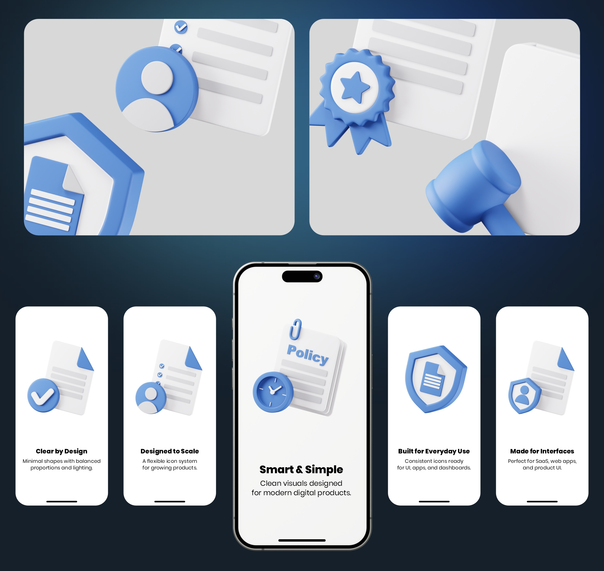 Example of Custom Modern 3D Icons For UI & Apps