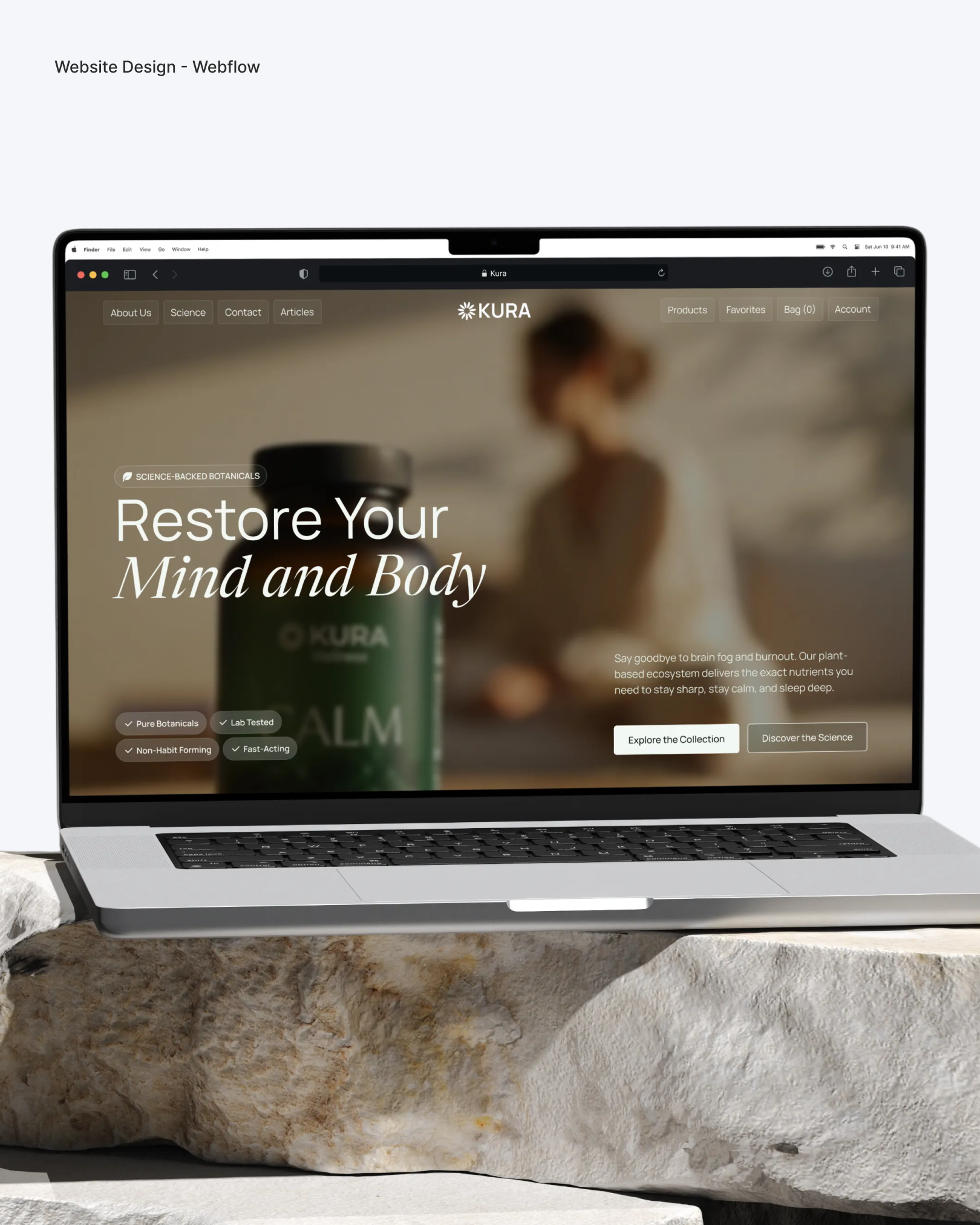 KURA — Premium Wellness Supplement Website branding ecommerce design figma figmadesign interaction design landing page minimal design modern design supplement website ui web design wellness brand wellness website