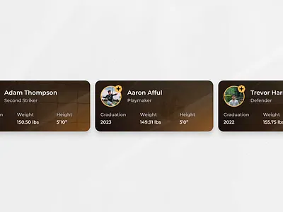 Player cards athletes branding dashboard figma numbers platform player cards product design profile cards sports stats ui ui cards ux web design