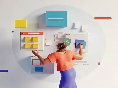 3D ExaVault Redesign 3d 3d art 3d illustration blender branding c4d character design cinematic colorful composition cute design dreamy environment illustration isometric lighting playful soft render texture
