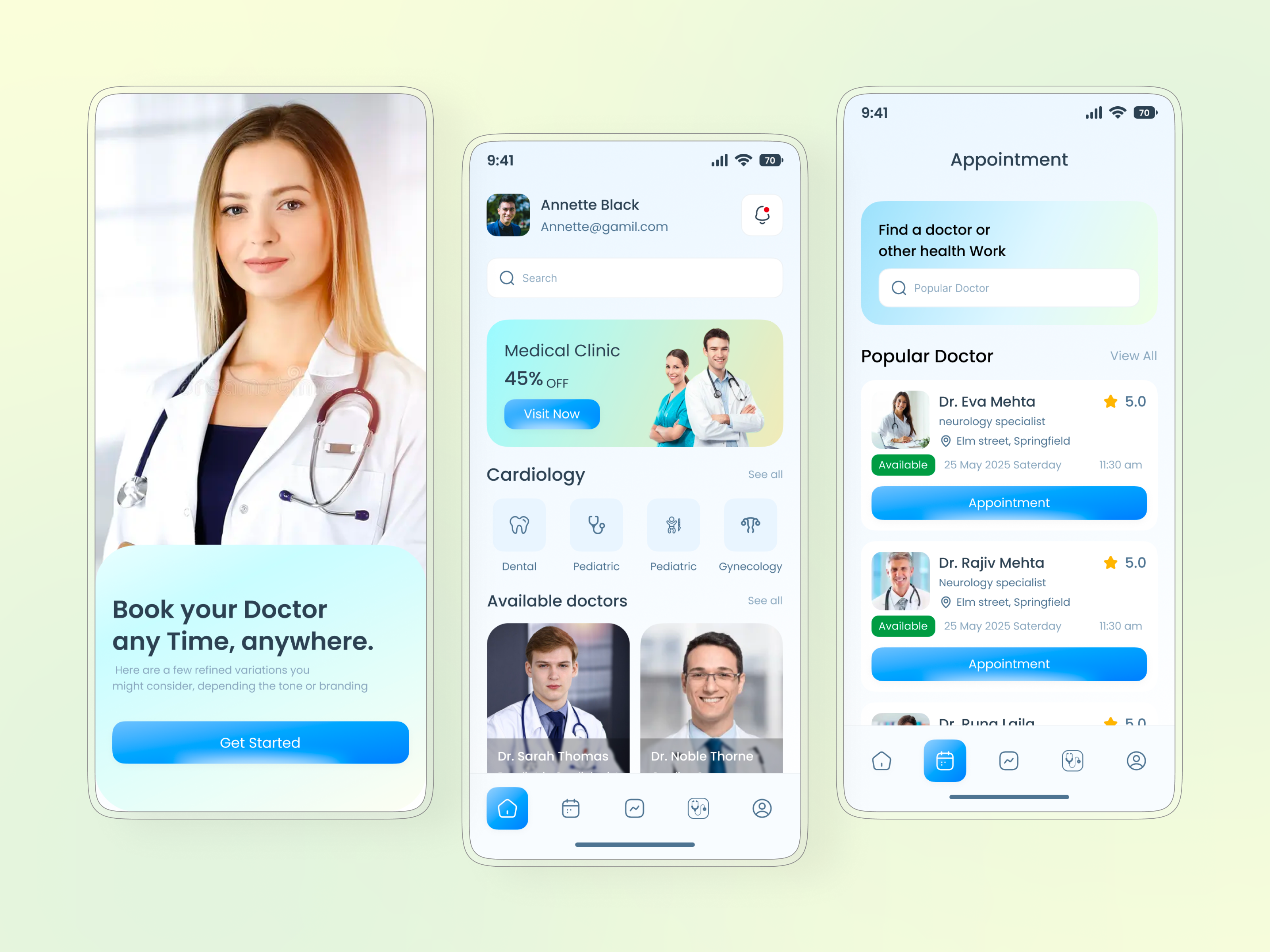 Healthcare Booking App – Doctor Finder UI