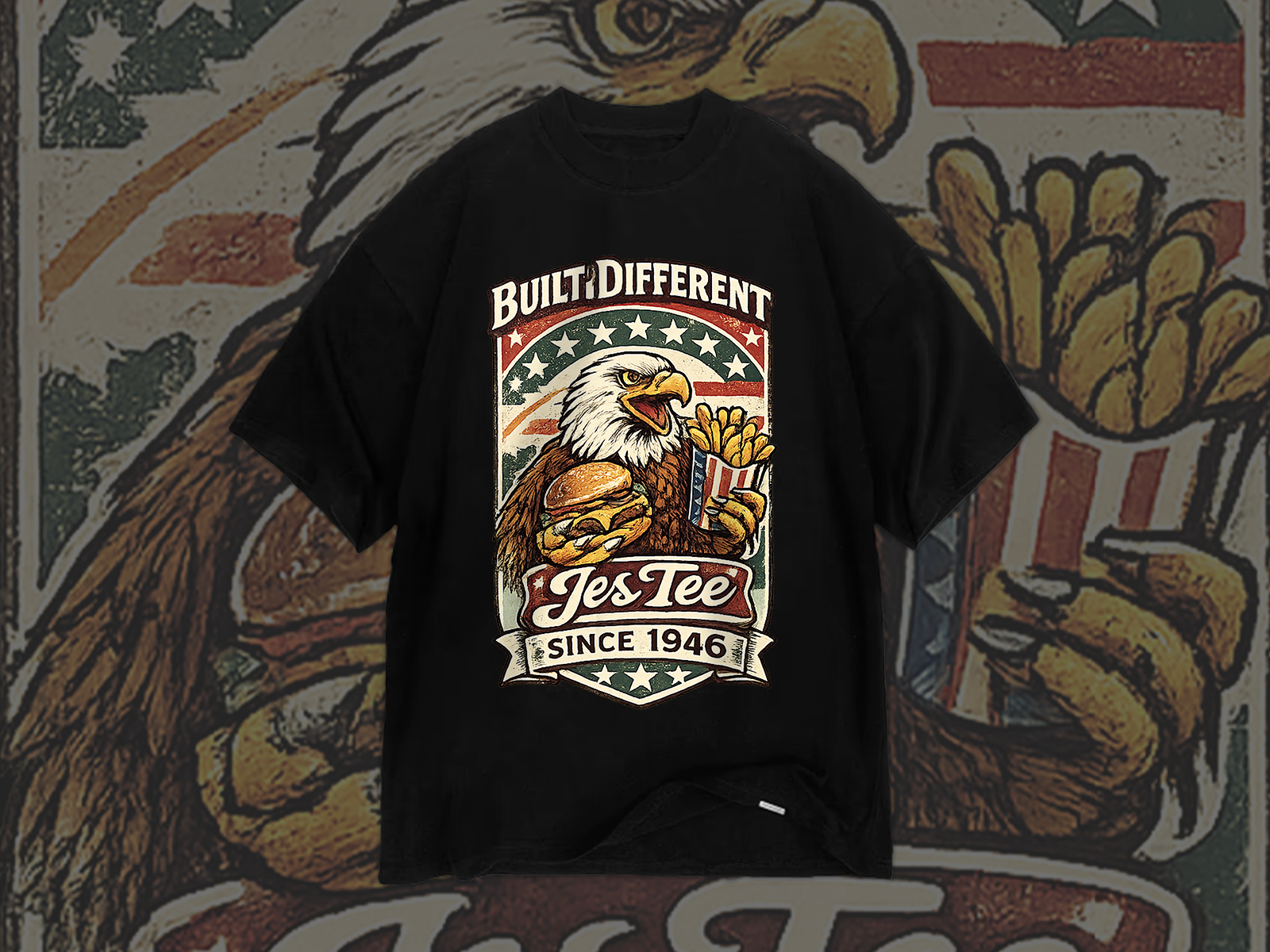 Retro Eagle Americana T-shirt design customtshirtdesign design graphic design illustration merchdesign poddesign print on demand restaurantbranding southernstyle t shirt design bundle typographydesign vector vectorillustration vintageapparel vintageart