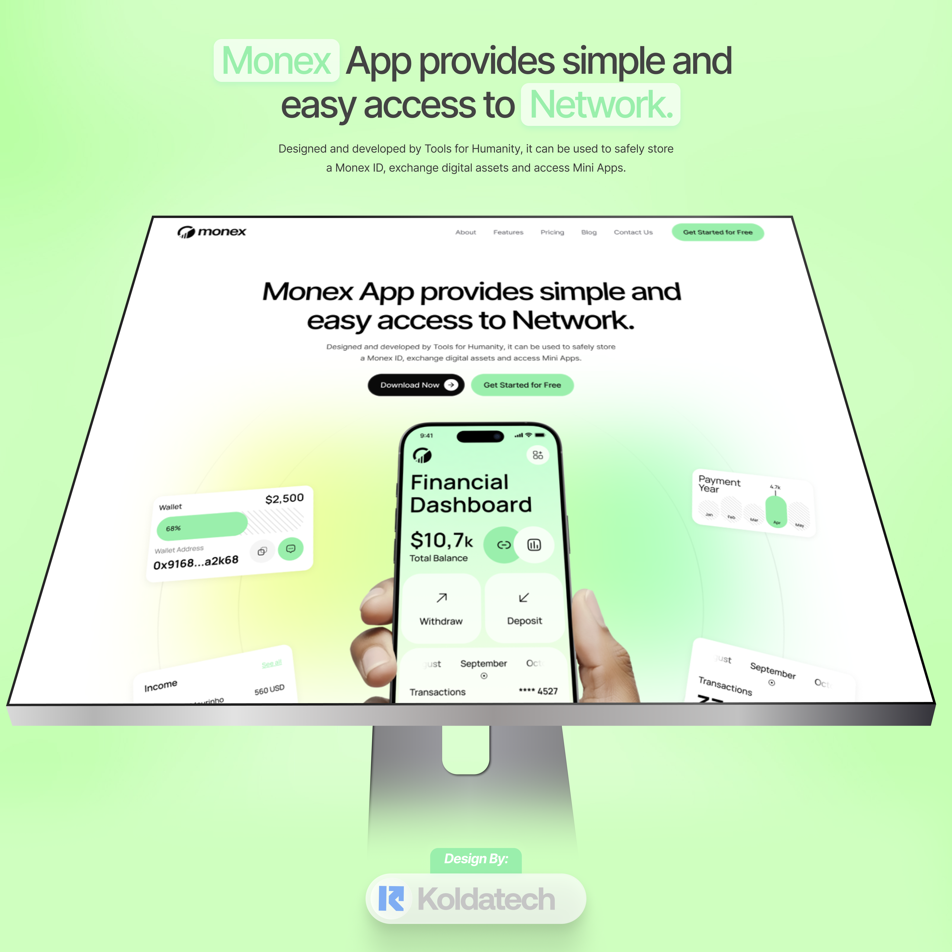 Monex — Financial Landing Page Design analytics app design branding dashboard graphic design landing landing page logo product design ui visual design web design website