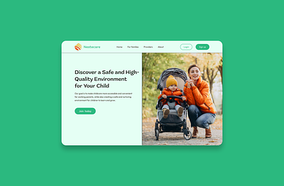 Nestcare is a childcare startup childcare startup website childcare startup landing page screen ui ux ux design web web design web page website