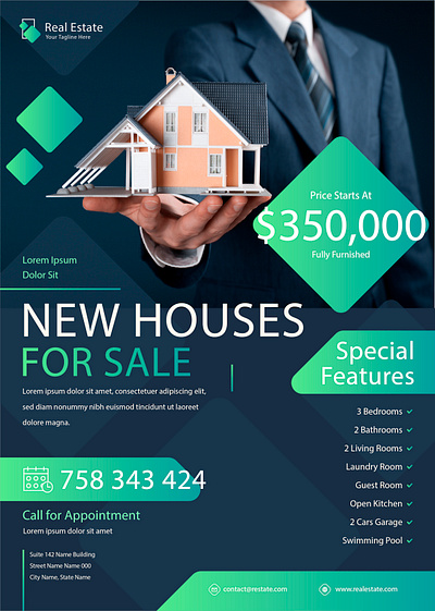 Real Estate Flyer branding graphic design illustration typography vector