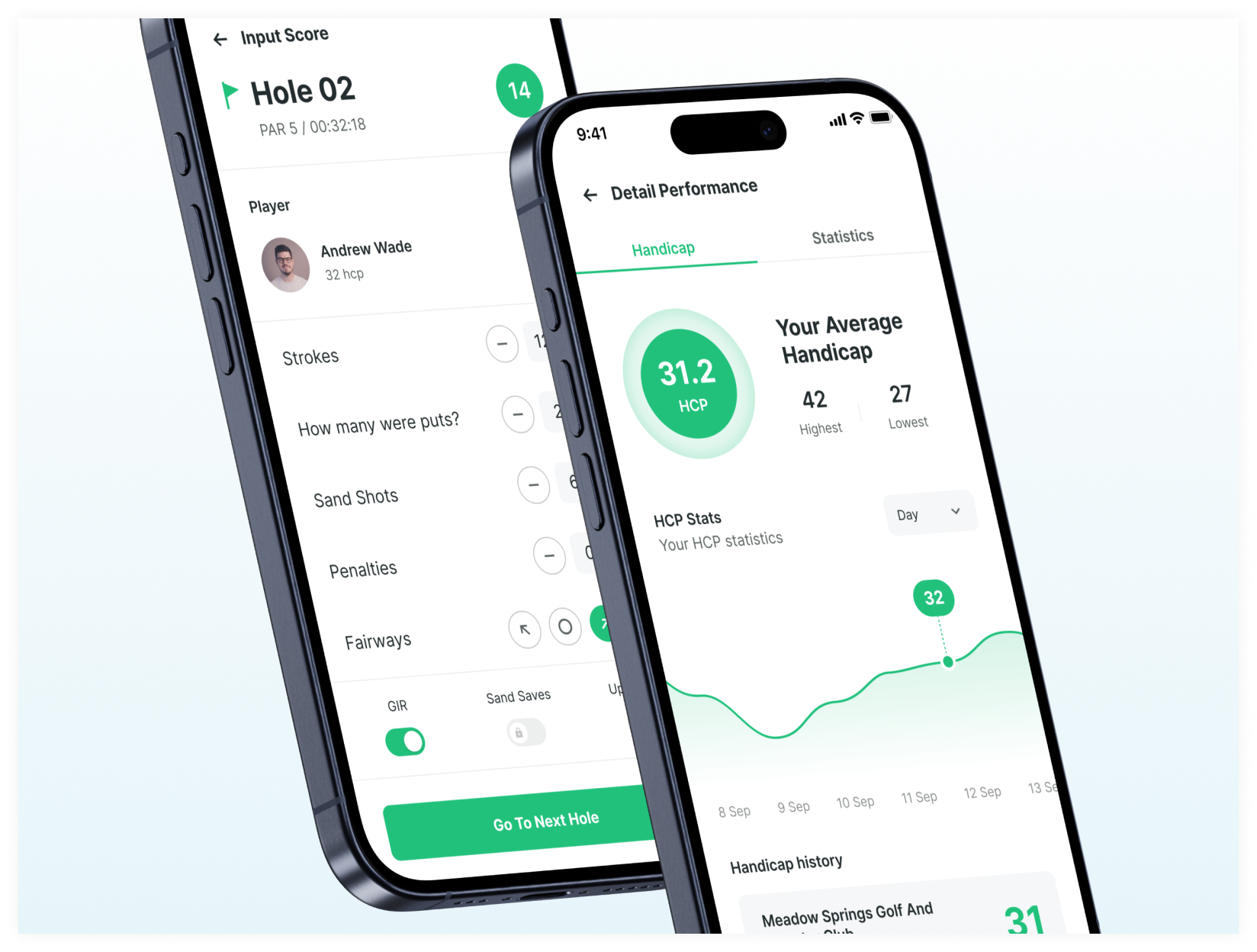 Example of Holeswing - Social Golf Mobile App UI Kit