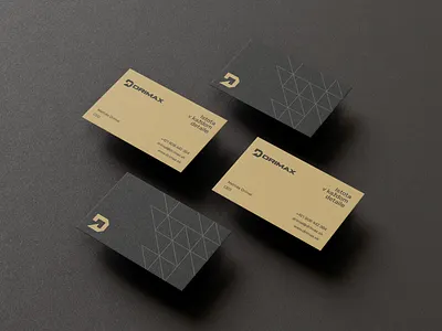 Drimax business cards arrow black builders building business card card construction company craftman dark drimax geometric gold grid minimal modern pattern precise premium