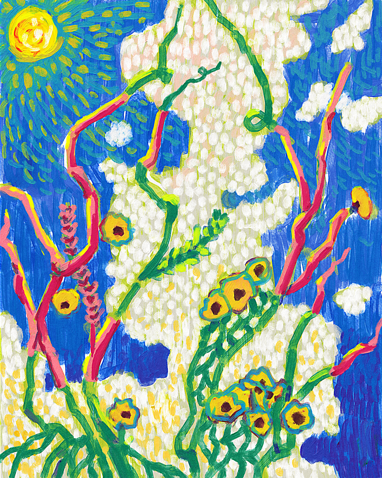 Flowers and Clouds color design exploration fauvism illustration impressionism landscape oil painting postimpressionism texture