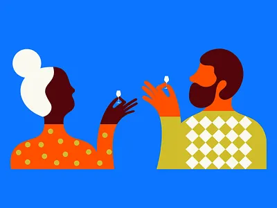 Friday champaigne couple date drink editorial illustration friday graphic design illustration illustrator love man minimal vector wine woman