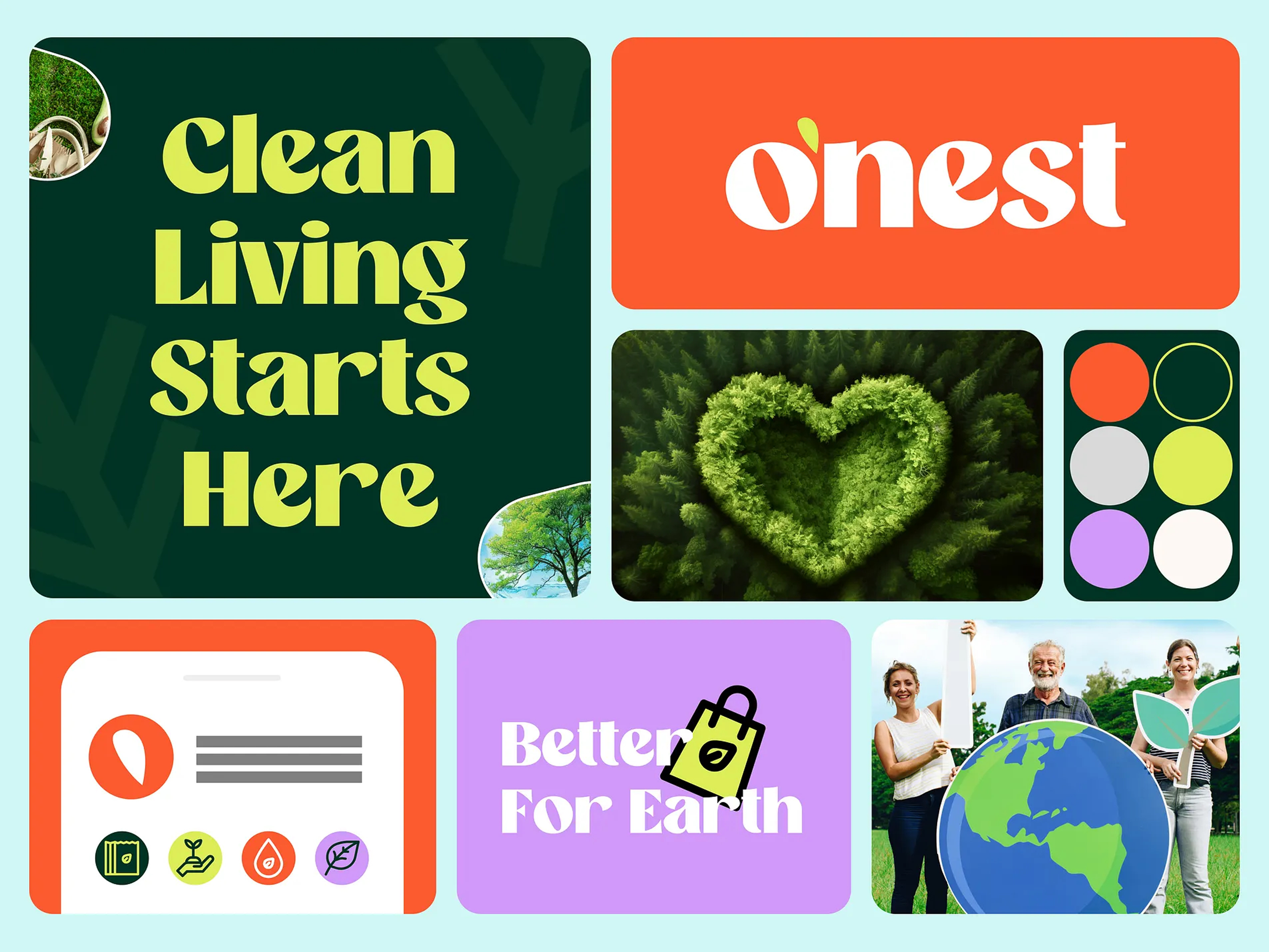 Onest - Sustainability Branding brand guidelines brandguideline branding color design system focotik branding graphic design illustration lettering logo logo design logo mark mark motion graphics onest onest branding style guide sustainability logo sustainable logo typography