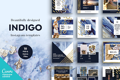 INDIGO Instagram Template Set glamorous