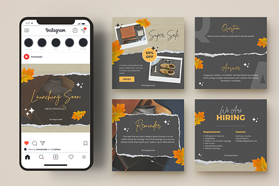 Classic Autum branding design elegant instagram social media template