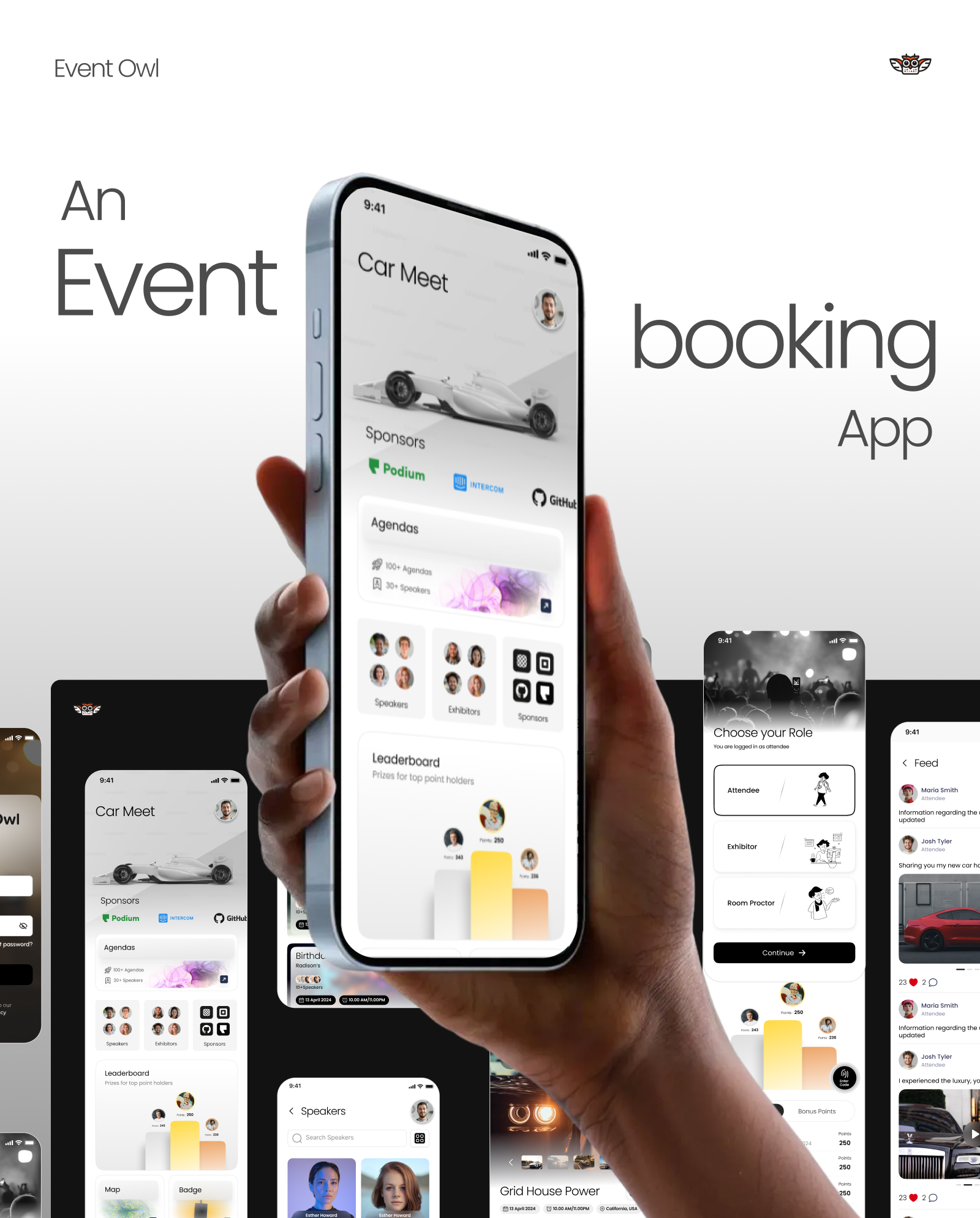 EventOwl — Event Booking App craxinno craxinnotechnologies figma design landing page software development ui ux website design