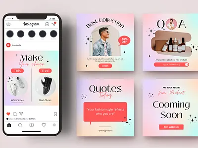 Aesthetic Gradient branding design elegant graphic design instagram social media template