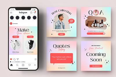 Aesthetic Gradient branding design elegant graphic design instagram social media template