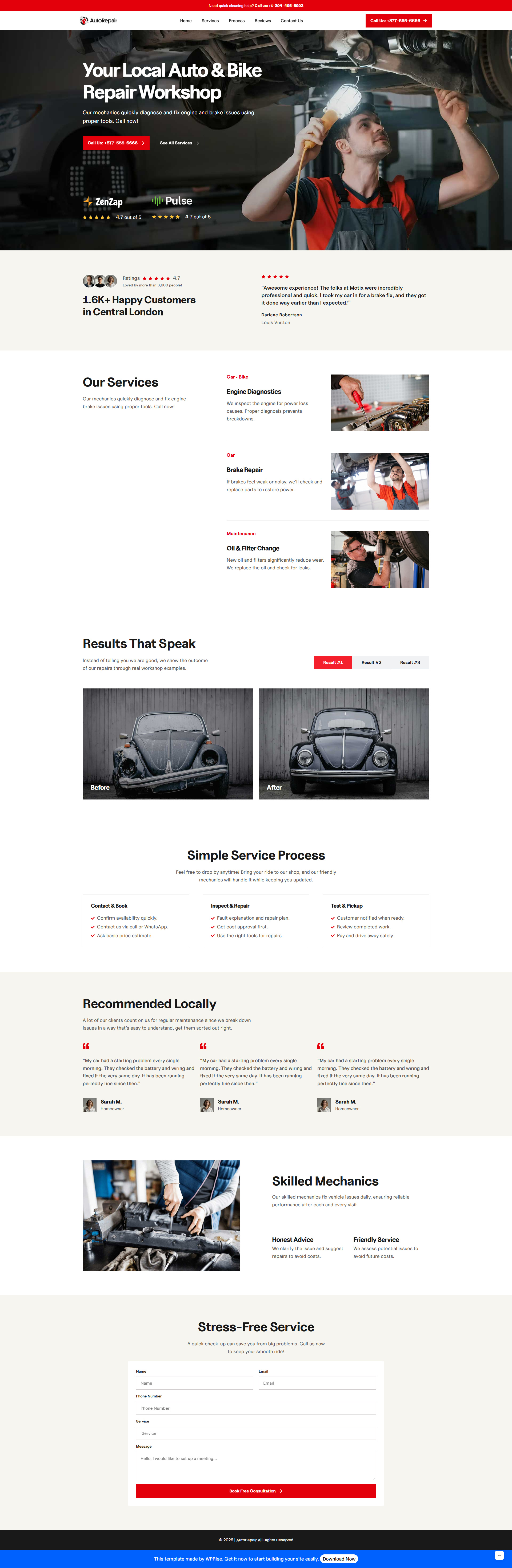 AutoRepair – Auto Repair Shop Landing Page auto repair automobile repair car repair website mechanic website designs