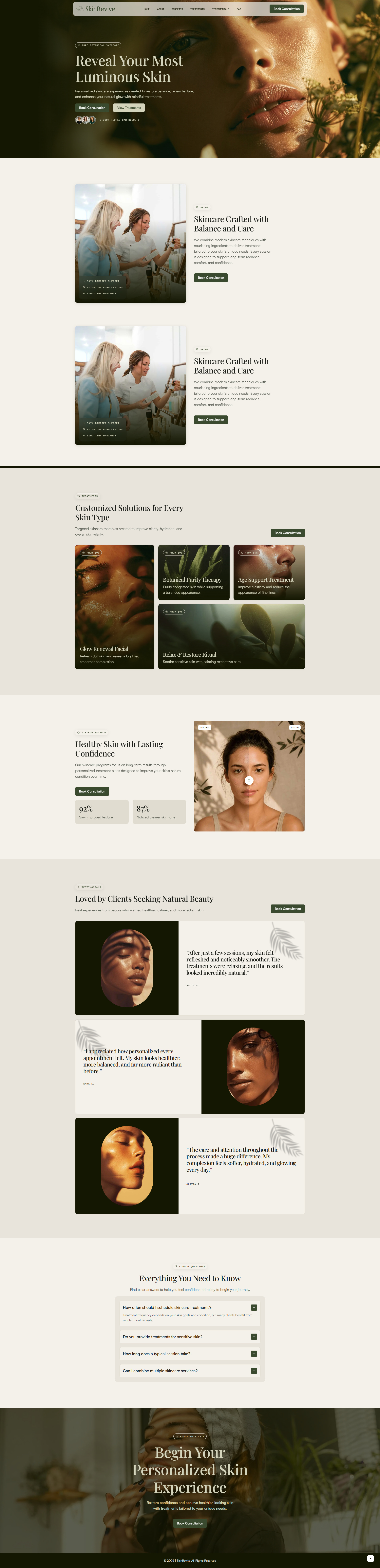 SkinRevive – Skincare Landing Page for Lead Generation skin care website skincare skincare collection skincare marketplace skincare ui