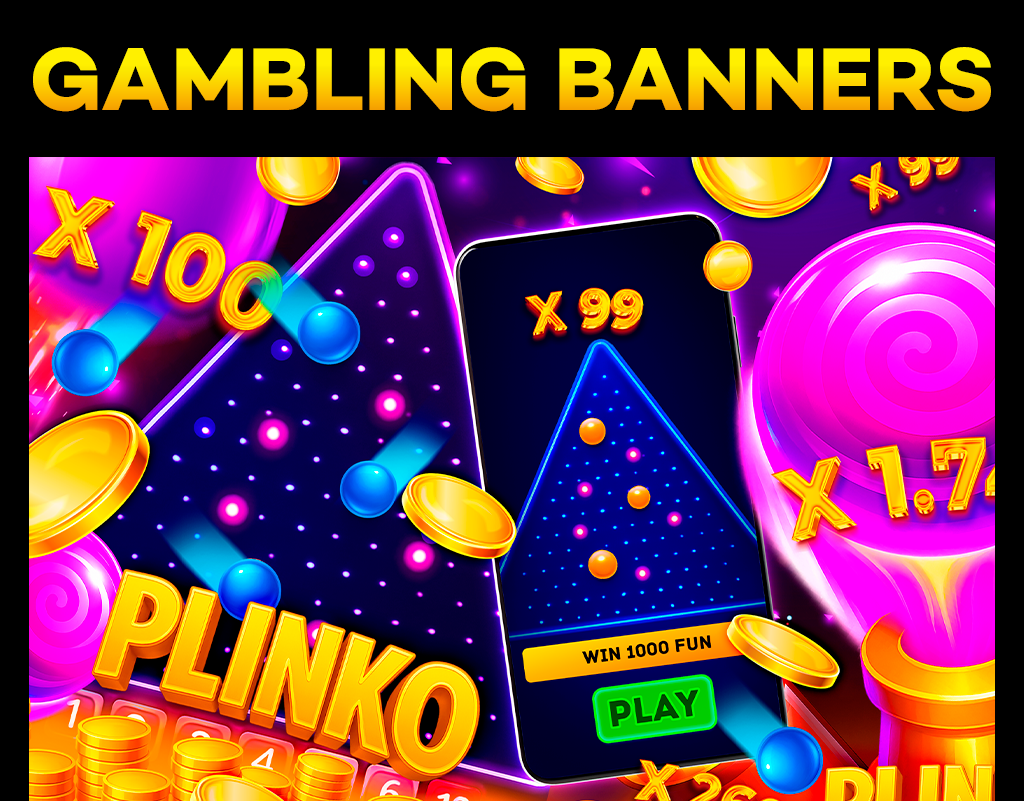 GAMBLING BANNERS ASO/PWA FOR PLINKO aso branding design gambling graphic design illustration ui vector