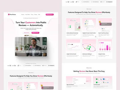 Rise Review SaaS Website Design figma landing page product design reputation management review management saas startup ui design web design website design