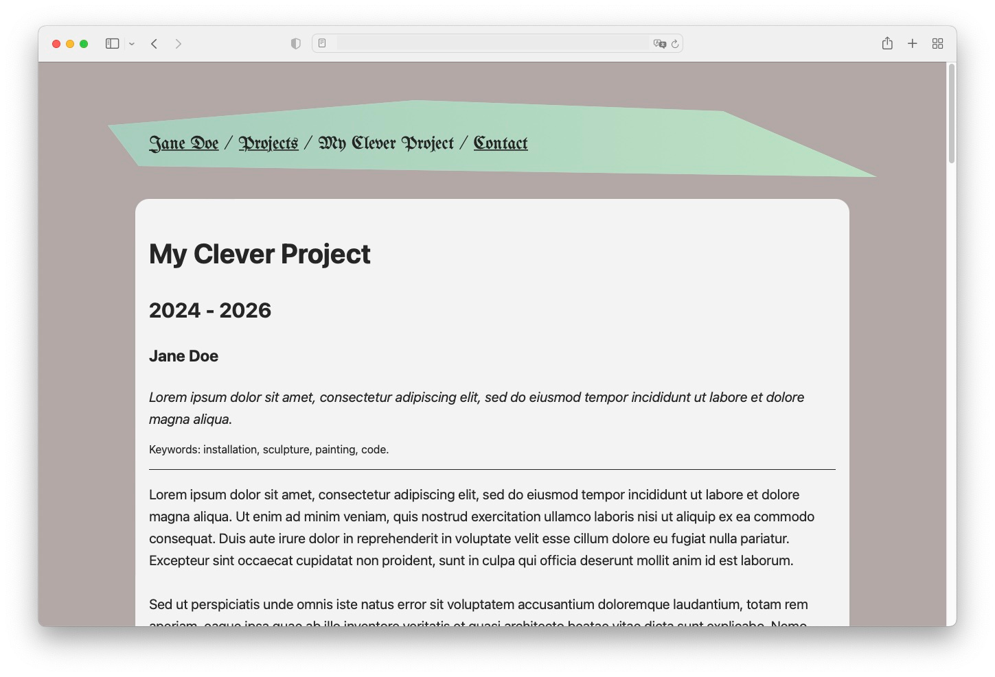 Example of Creative Bespoke Webdesign