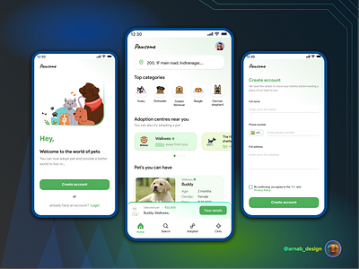 Pawsome - pet app animal app clinic dailyuichallenge design inspiration mobile pet petapp product productdesign ui uiuxdesign userinterface ux vet