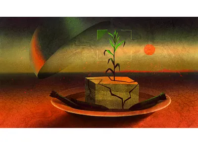 Editorial Illustration for WIRED | How War Breaks Food System branding conceptual cracks crisis design dish dry editorial environment food graphic design ground illustration impact magazine missiles politics war website