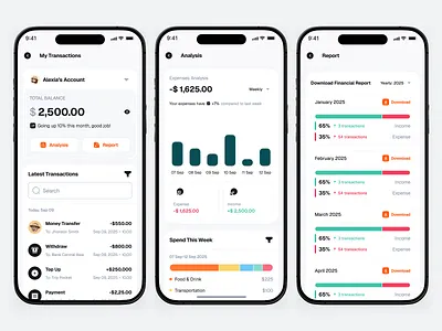 Finance Insights Screen — Monfine Banking UI Mobile App banking app dashboard ui data visualization figma finance app fintech design mobile ui product design