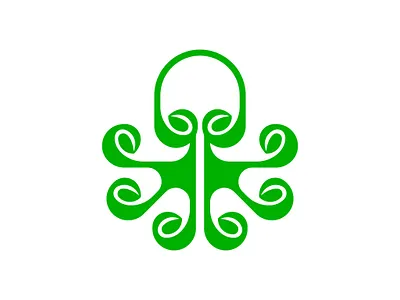 Octopus Leaf Logo animal logo branding design graphic design illustration kraken logo leaf logo logo nature logo octopus logo vector