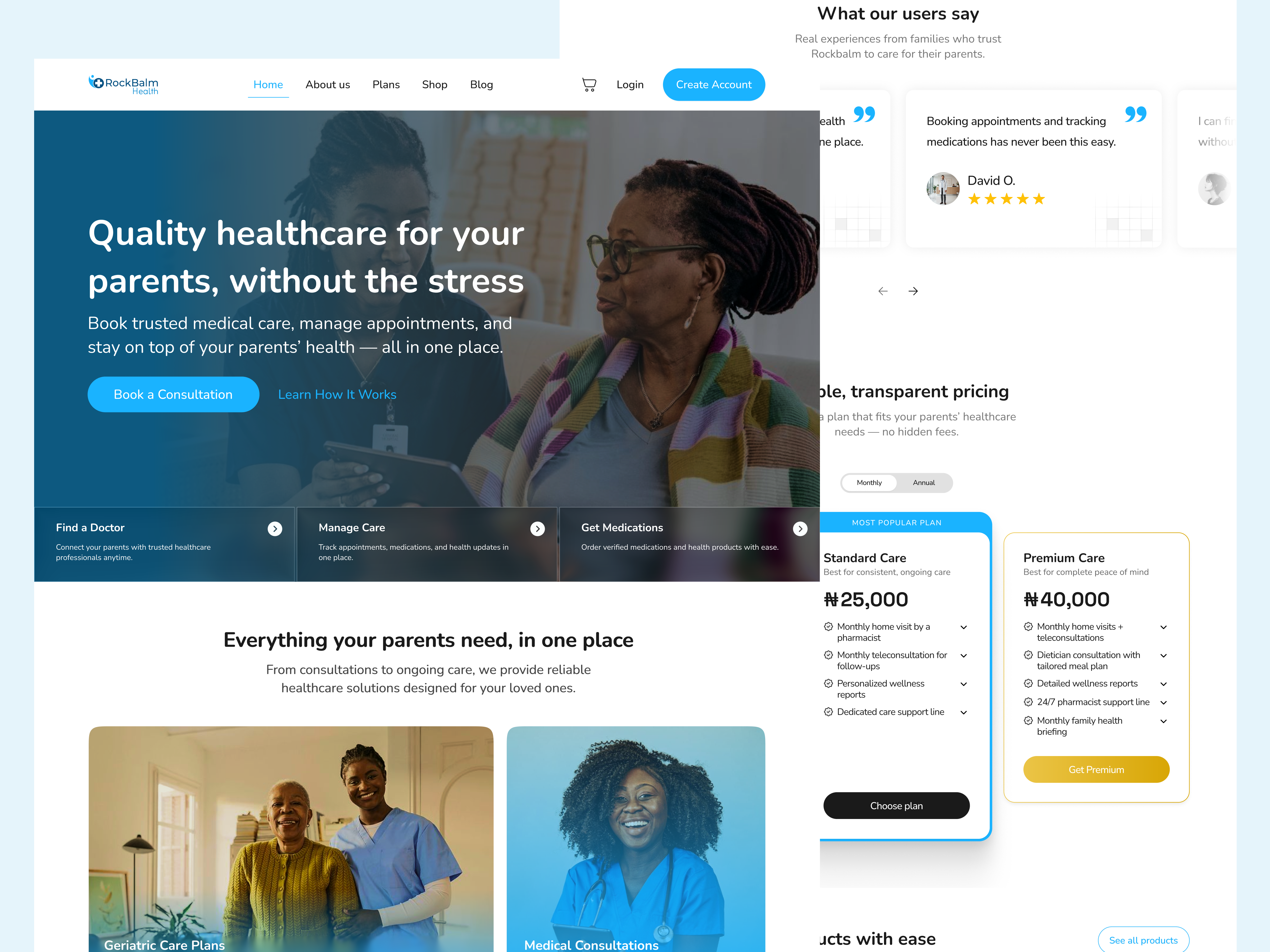 RockBalm Health Care Website Design figma healthcare healthtech landing page product design saas startup ui design web design website design
