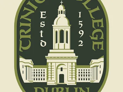 Trinity College Badge badge design dublin illustration ireland logo patch retro trinity college vintage
