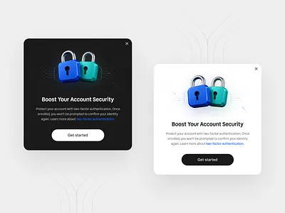 Popup UI Design 2fa ui authentication ui clean interface cybersecurity design dark mode ui light mode ui login security modal ui modern ui popup design product design saas ui security ui ui ux design web ui