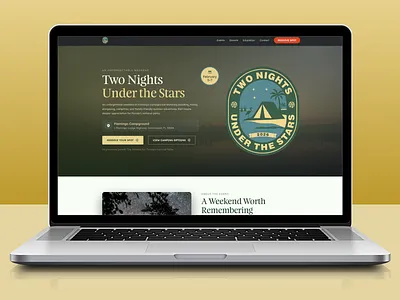 Two Nights Under the Stars — Event Landing Page Design adventure design booking website camping website clean ui creative website event website festival website figma design homepage design landing page modern ui nature website outdoor adventure responsive design tourism website travel website ui ux user experience web design website inspiration