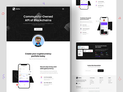 Blockchain Landing Page animation blockchain coin crypto cryptocurrency ecosystem figma resource finance landing page landing page ui kit landingpage metaverse minimal scrolling simple token ui design ui design kit ux design web design
