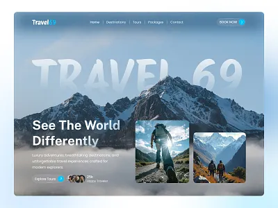 TRAVEL69 — Modern Travel Agency Landing Page booking dribbble homepage landingpage luxurytravel moderndesign modernui mountain travel travel agency travelling travelui travelwebsite ui ui design uidesign uxdesign webdesign webflowdesign