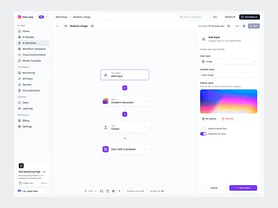 AI Model Workflow Creation ai app ai integration app ui layer design map design node design nodes ui ui design ui ux ux ux design workflow