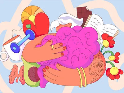 Be kind to ya mind 🧠 2d character concept design illustration vector visual