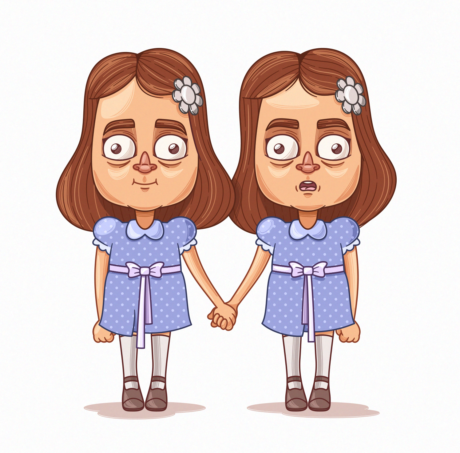 HORROR ICONS: GRADY TWINS caricature cartoon character creepy cute funny grady horror illustration isolated movie scary shining spooky stephen king twins vector white background