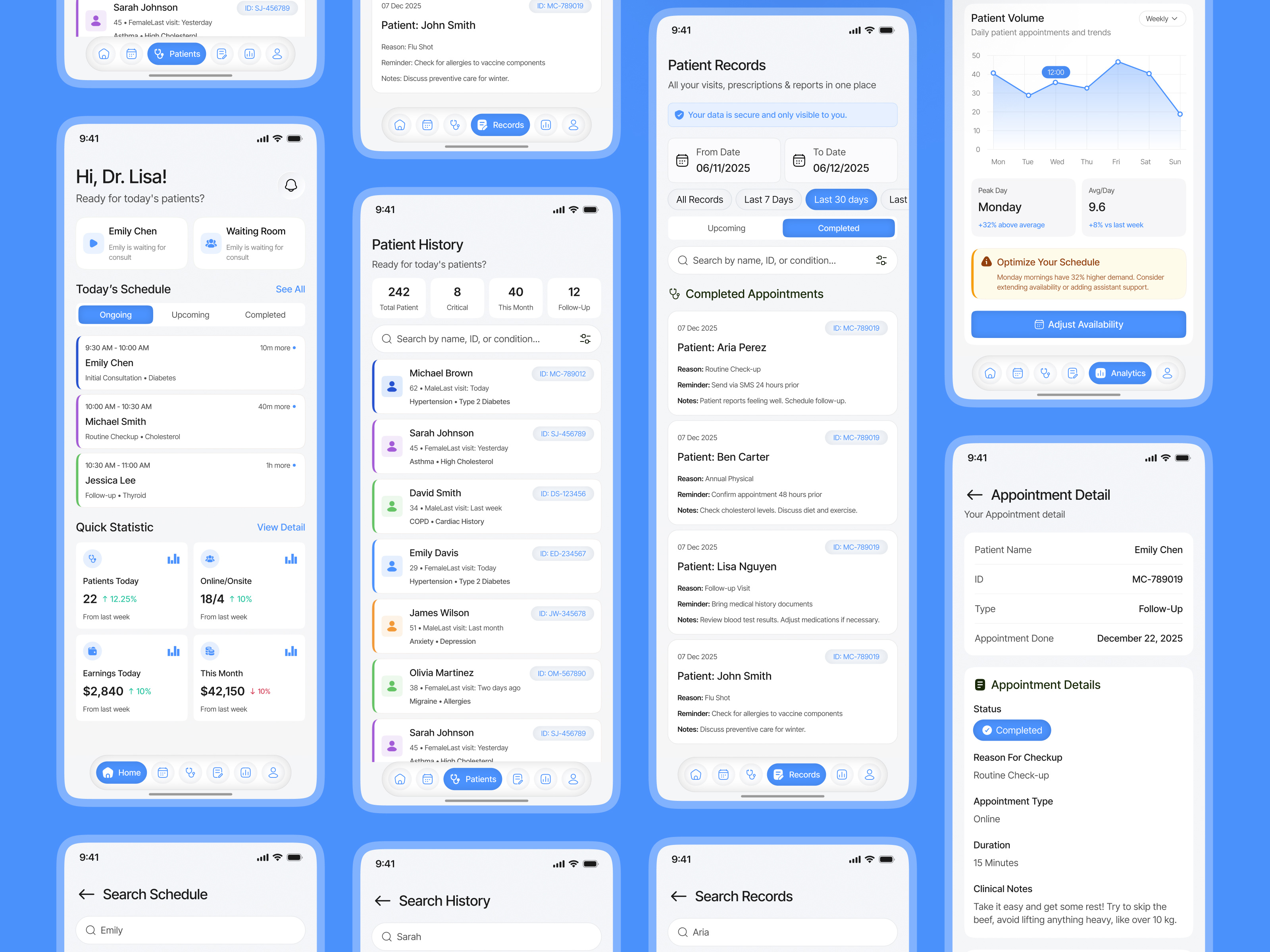 Telemedicine Mobile App Design | Dashboard & Patient Records UX app interface product service startup ui ux web