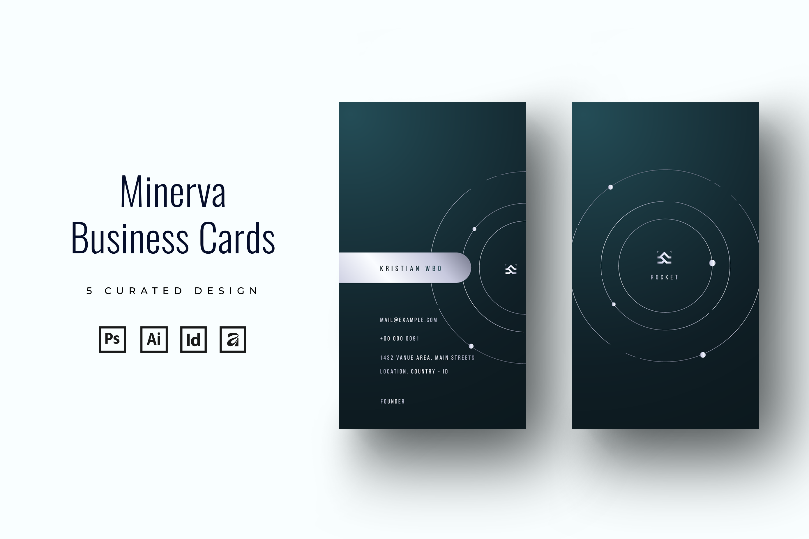 Minerva - Business Card Template affinity designer business card affinity designer template business card dark green eps business card indesign business card indesign template photoshop business card photoshop template psd business card psd template qr code silver metallic vector business card vertical business card