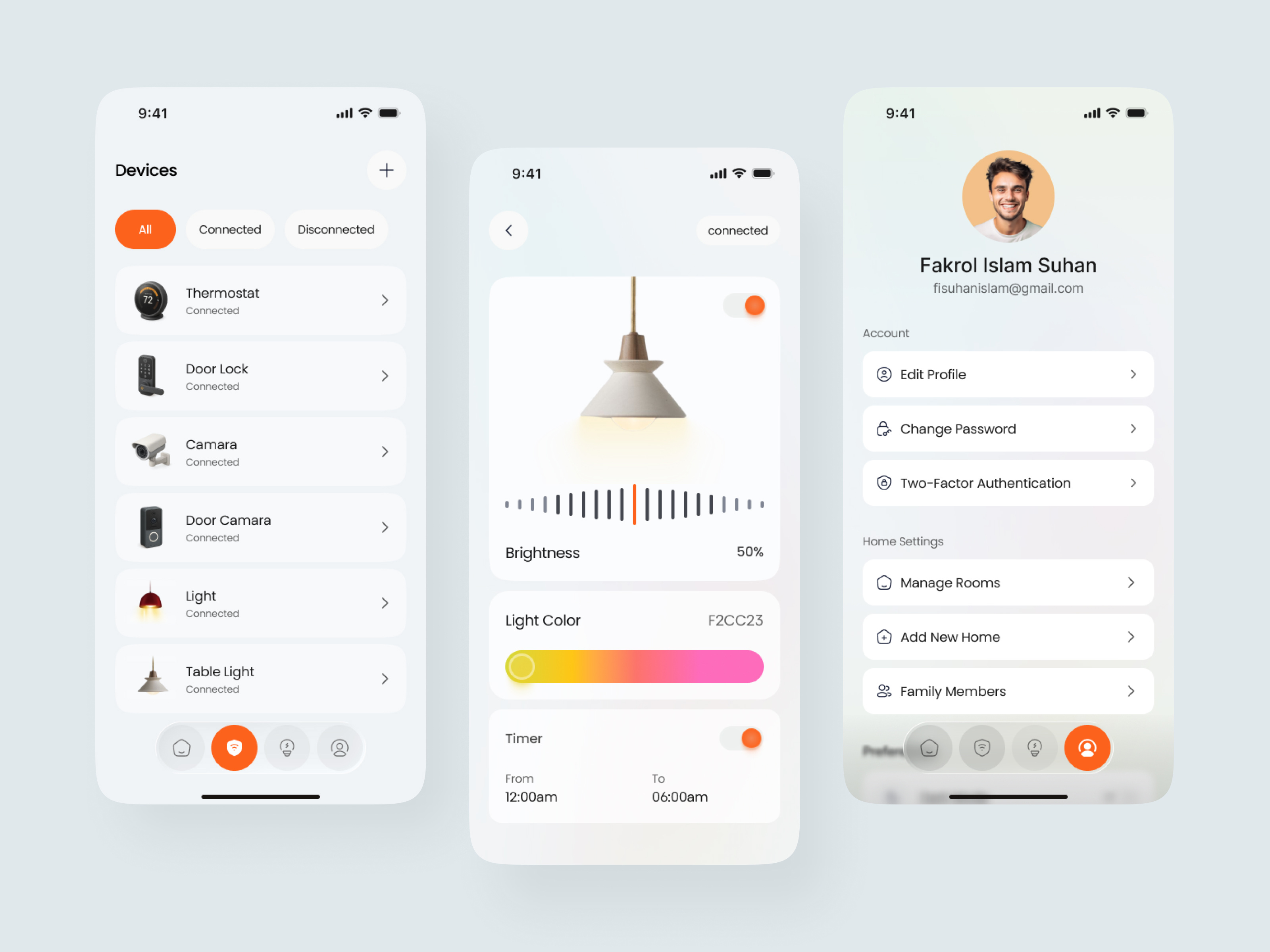 Example of Smart Home Device Control Mobile UI