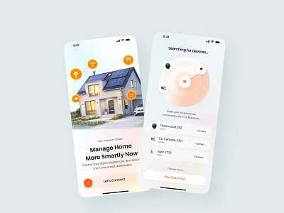 Smart Home Device Discovery & Automation Mobile App UI automation app connected devices device discovery ui device management home automation home control app iot dashboard iot interface iot mobile app mobile app ui mobile ui kit modern app design smart device app smart home dashboard smart home ui smart house app smart living app smart technology ui ux design wifi connection ui