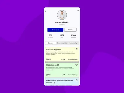 User Profile UI design android animation app app ui branding dailyui dailyui006 dailyui6 design figma graphic design ios math tutor motion graphics profile design ui ux web design web3 webdesign