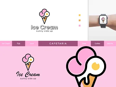 ICE CREAM WITH SUNNY SIDE UP animation app branding coffee creative design drink egg food graphic design ice cream illustration logo logo design logotype modern playful restaurant shop vector