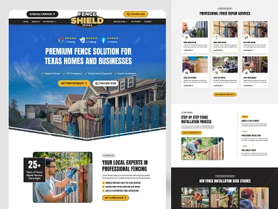 Fence Repair & Installation service Website Design branding design development fancing website fence fence repair fencedesign fenceinstallation fences homepage illustration installation service landing landing page repair service ui uiux web design website