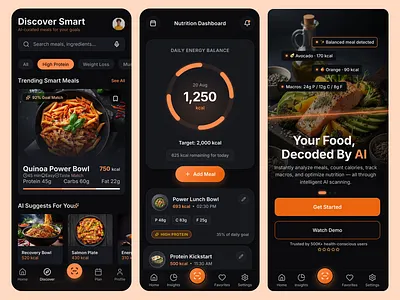 AI Nutrition & Meal Tracking App UI |Smart Food Scanner Mobile ai app calorie tracker fitness app food scanner health app meal planner mobile ui nutrition app ui ux design wellness app