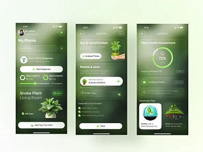 Smart AI Plant Care Mobile App app interface plant app design plant care service startup ui ux web