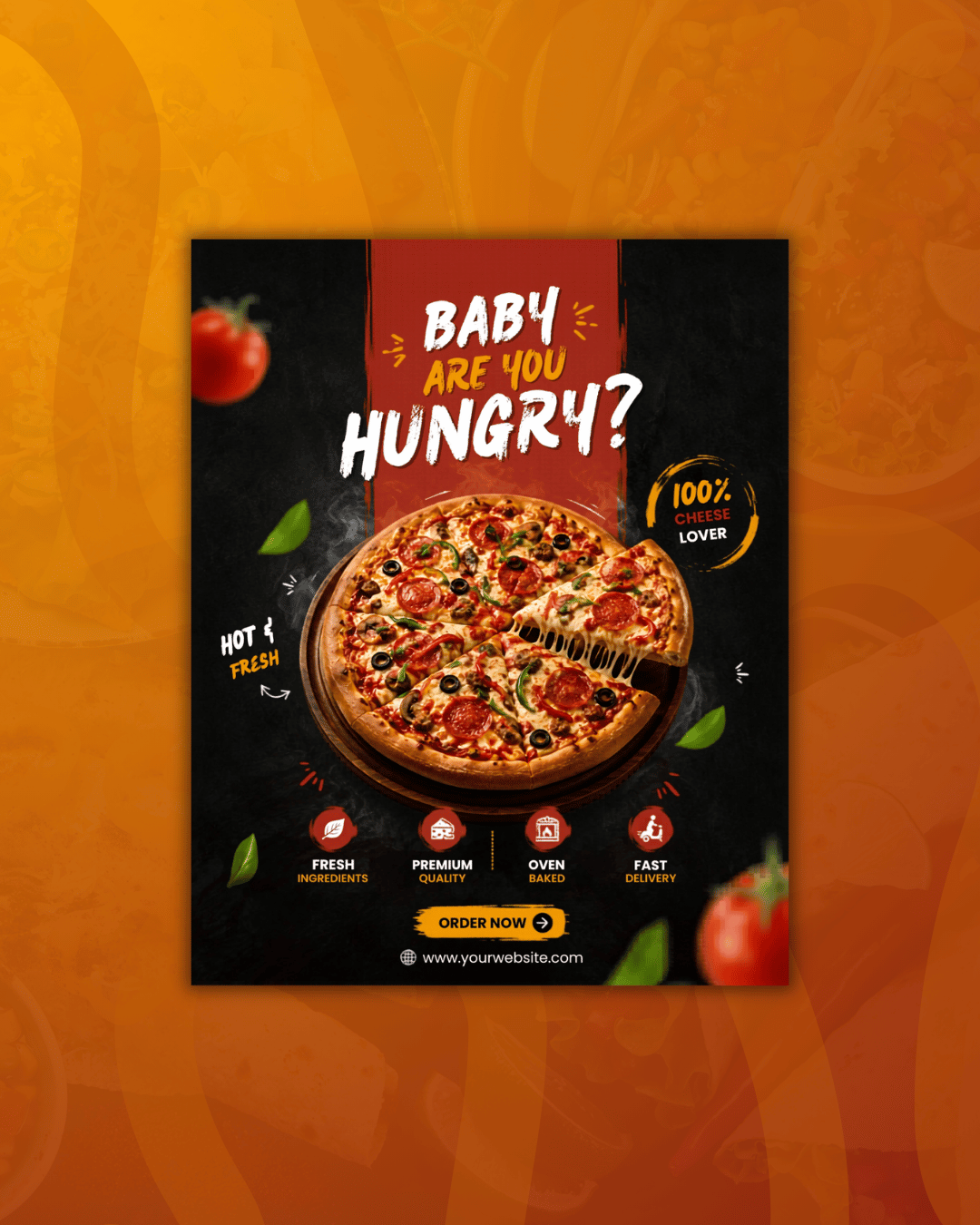 Bold Modern Pizza Promotional Poster Design for Restaurant Socia bold food flyer commercial poster template dark food poster dribbble food design editable canva template fast food poster food advertisement food sale banner modern food design pizza campaign design pizza delivery ad pizza flyer pizza graphic design pizza marketing template pizza menu ad pizza poster pizza social media post promotional restaurant flyer restaurant banner restaurant branding