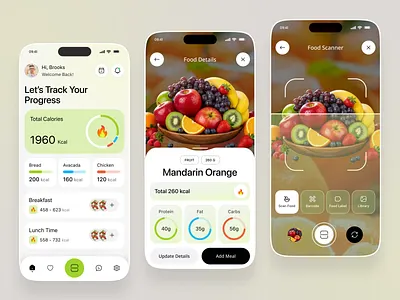 AI Calorie Tracking App – Smart Nutrition & Food Scanner UI ai app ai food app calorie tracker calorie tracking diet app design dribbble figma fitness app food food scanner health care app healthtech mobile app ui mobile ui modern ui nutrition app nutrition app design product design shasanko creations wellness app