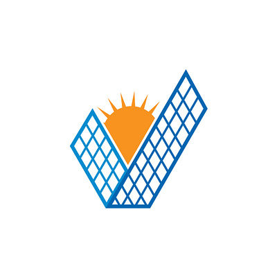 V solar panels brand identity company design illustration letter logo logo design logotype minimalist modern solarpanel template themes ui